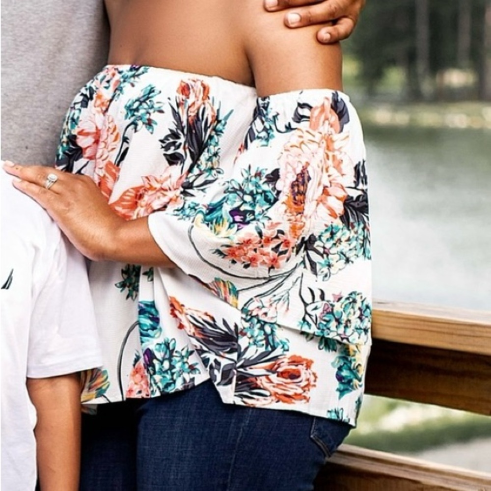 Elegant Floral Off-Shoulder Blouse